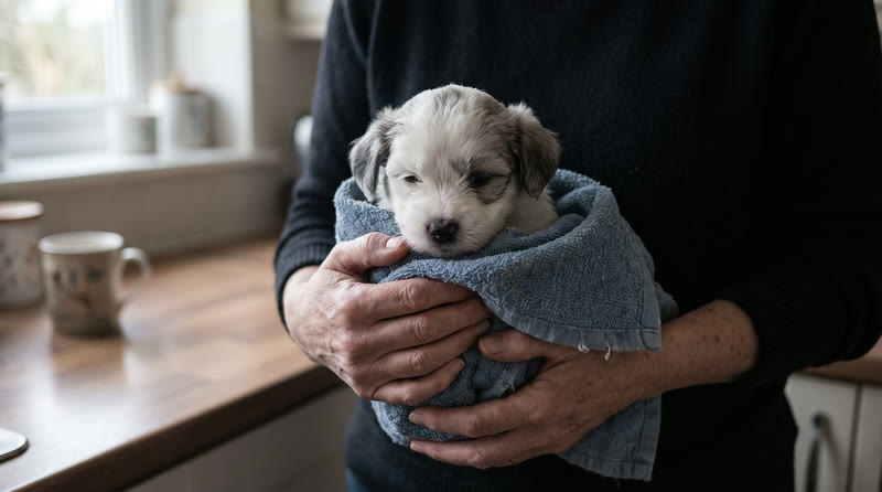 Pulled from a collapsed basement at five weeks old. She needs her second vaccina